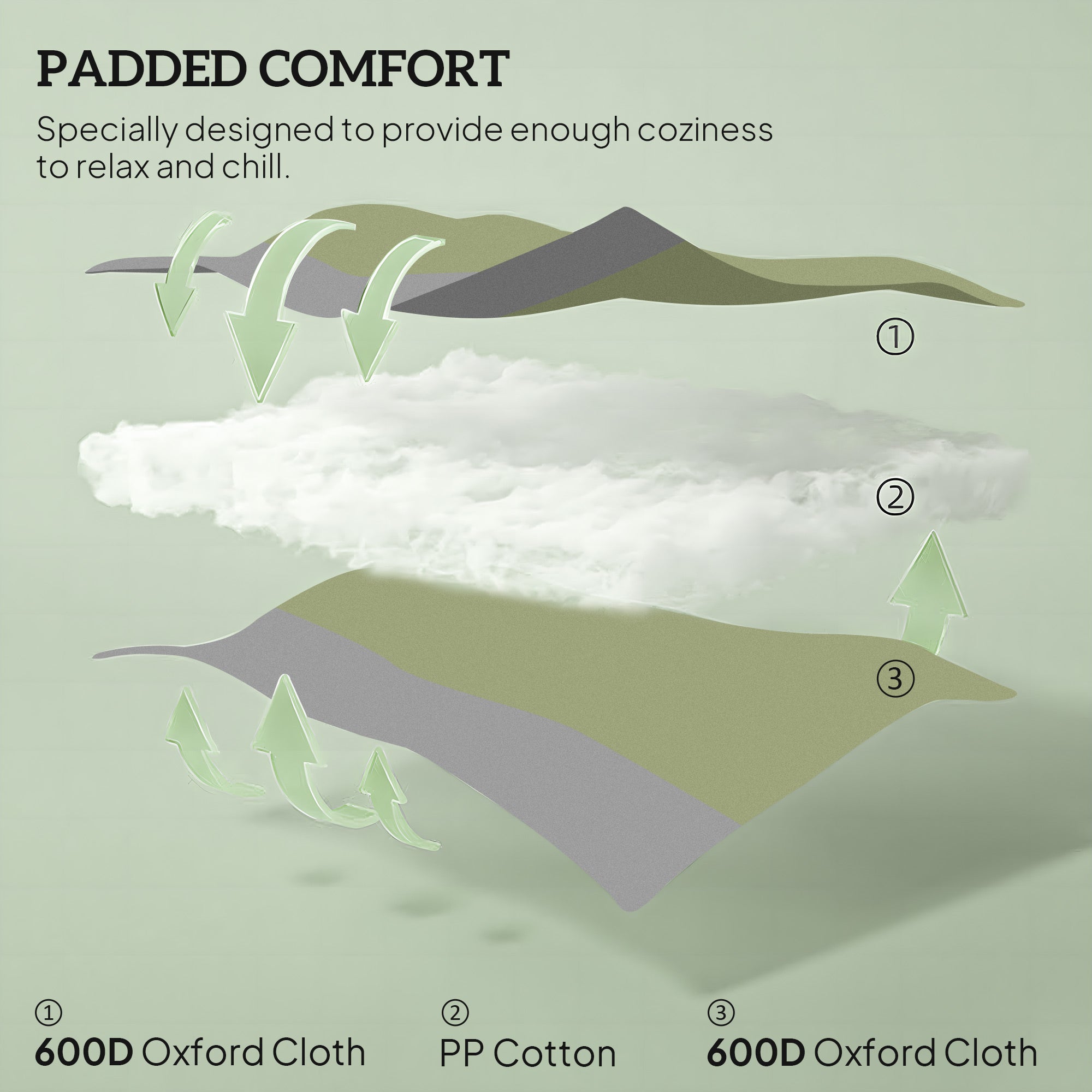 Outsunny Folding Outdoor Rocking Chair Set of 2, Oversized Patio Rocking Camping Chair Set with 400 lbs. Capacity, Wide Seat, Padded High Back for Patio, Porch, Garden, Dark Green