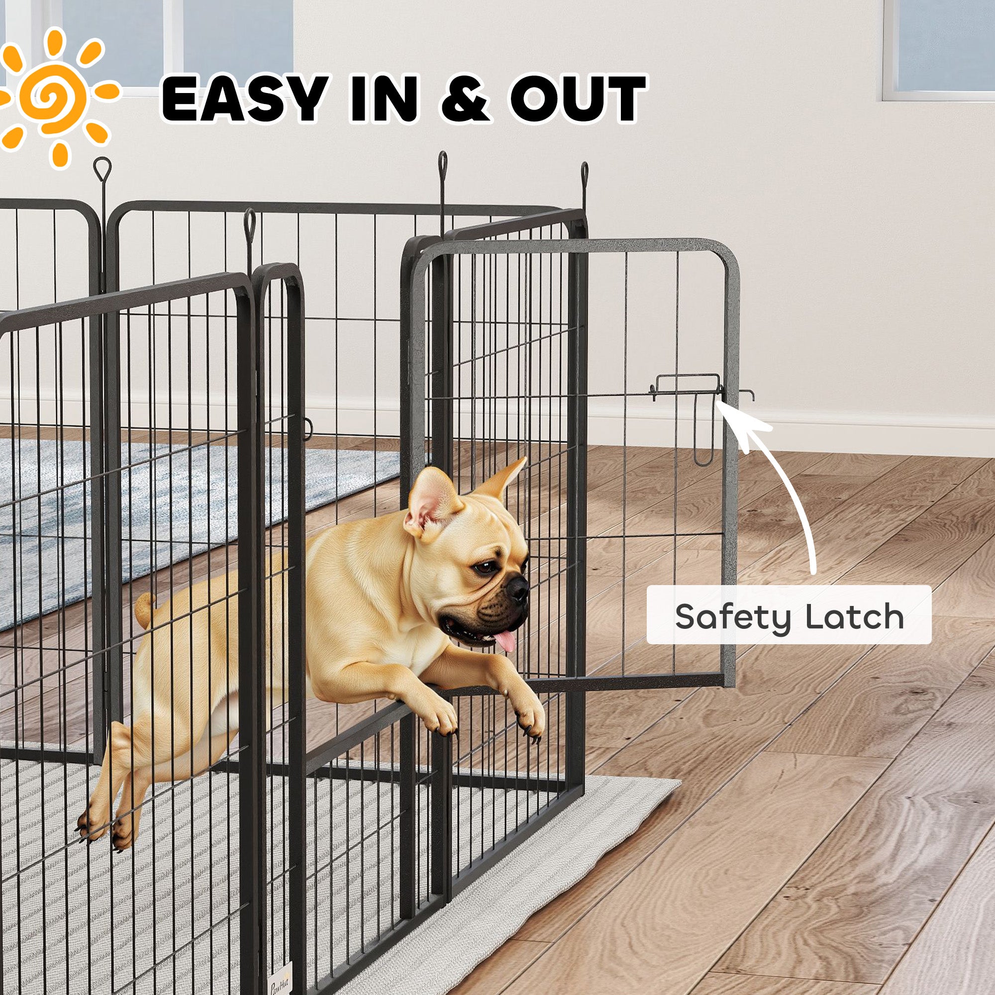 PawHut 16 Panels Dog Playpen, 31.5" H Heavy Duty Dog Pen, Portable & Foldable Dog Fence with Door & Strap for Indoor Outdoor Backyard Garden, Puppy Pet Playpen for Medium Dogs