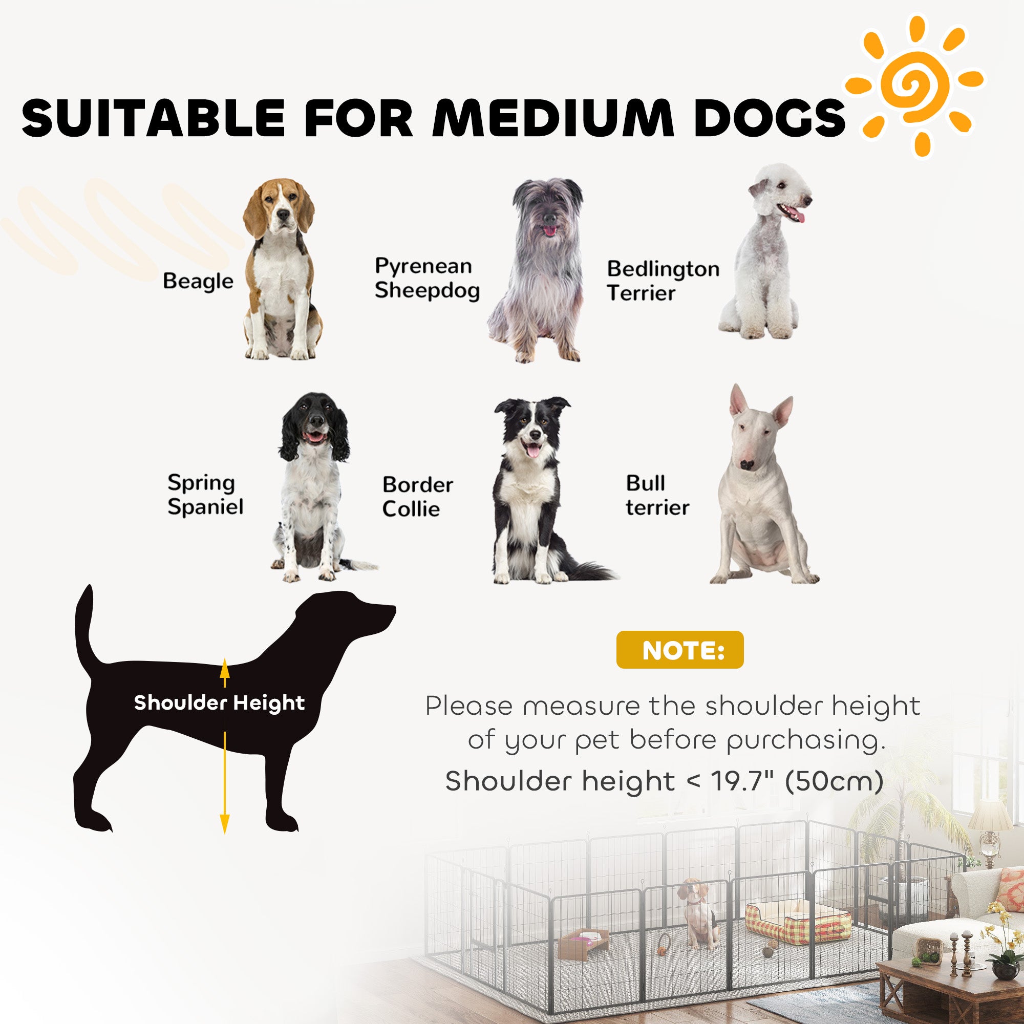 PawHut 16 Panels Dog Playpen, 31.5" H Heavy Duty Dog Pen, Portable & Foldable Dog Fence with Door & Strap for Indoor Outdoor Backyard Garden, Puppy Pet Playpen for Medium Dogs