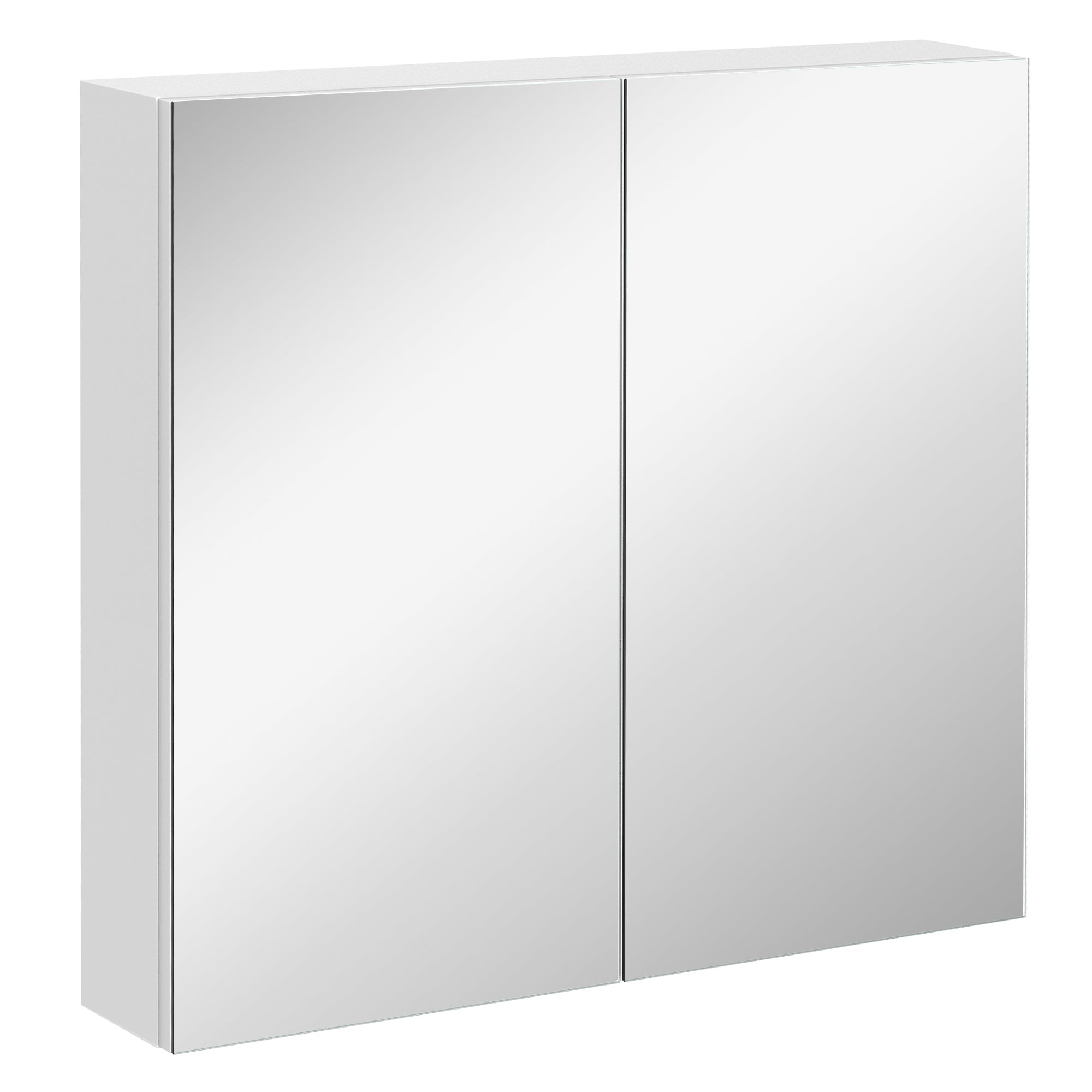 kleankin Bathroom Mirror Cabinet, 24" x 22" Metal Medicine Cabinet, Wall-Mounted Bathroom Cabinet with Double Doors, White