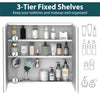 kleankin Bathroom Mirror Cabinet, 24" x 22" Metal Medicine Cabinet, Wall-Mounted Bathroom Cabinet with Double Doors, White