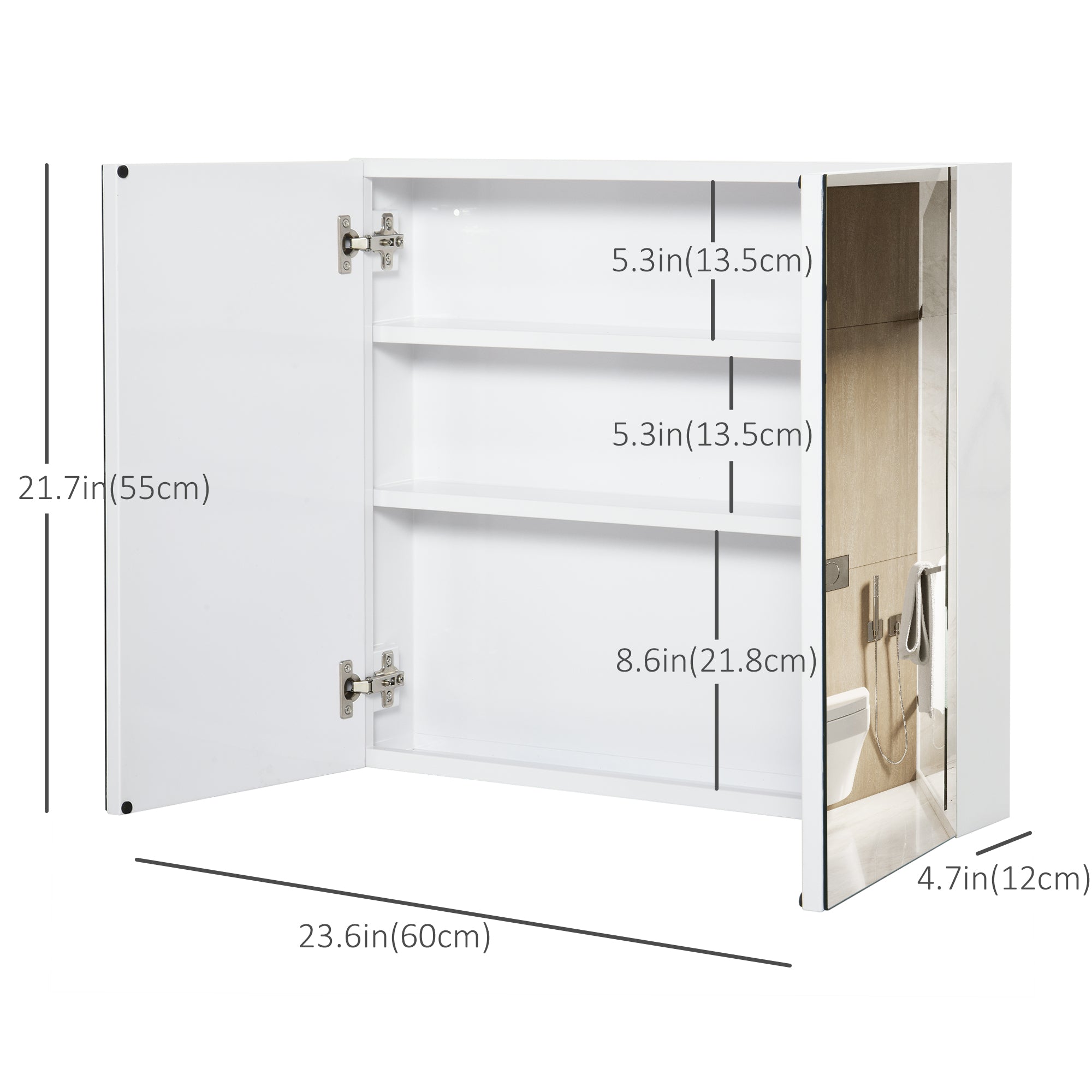 kleankin Bathroom Mirror Cabinet, 24