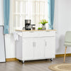 HOMCOM Rolling Kitchen Island, Kitchen Cart on Wheels with 2 Storage Drawers, 3 Door Cabinets and Towel Rack for Dining Room (White, 3-Doors)