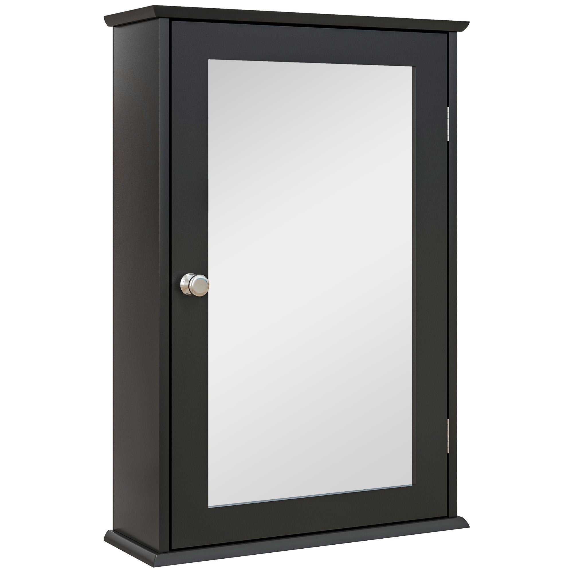 kleankin Bathroom Mirror Cabinet, Wall Mounted Medicine Cabinet, Storage Cupboard with Door and Shelves, Black