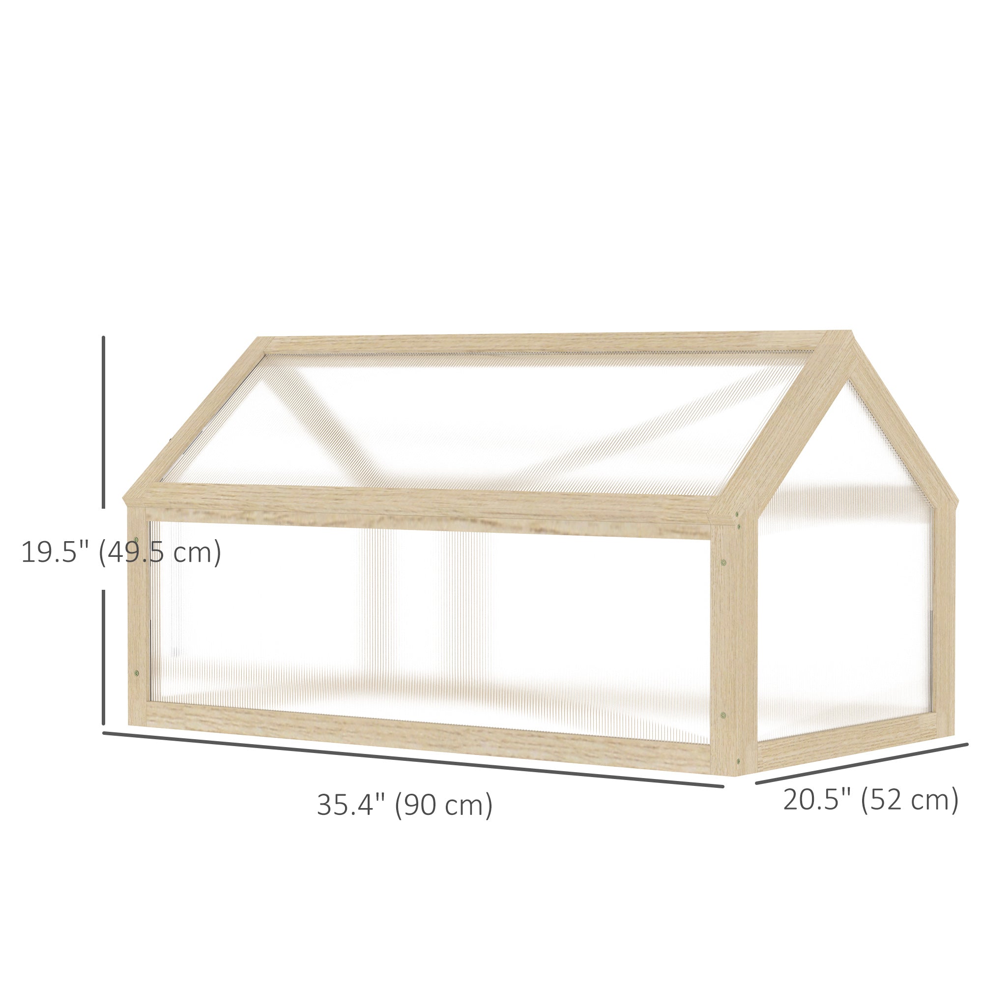 Outsunny Wooden Cold Frame Greenhouse Garden Portable Raised Planter with Openable Top for Indoor, Outdoor, Flowers, Vegetables, Plants, 35.5
