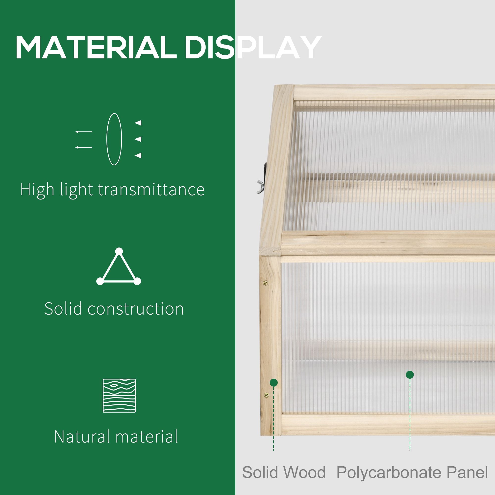 Outsunny Wooden Cold Frame Greenhouse Garden Portable Raised Planter with Openable Top for Indoor, Outdoor, Flowers, Vegetables, Plants, 35.5
