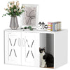 PawHut Cat Litter Box Enclosure, Hidden Cat Litter Box Furniture with Scratching Board, Cat House End Table Fit for Most Litter Box and Cats, 31.5" x 19" x 20", White