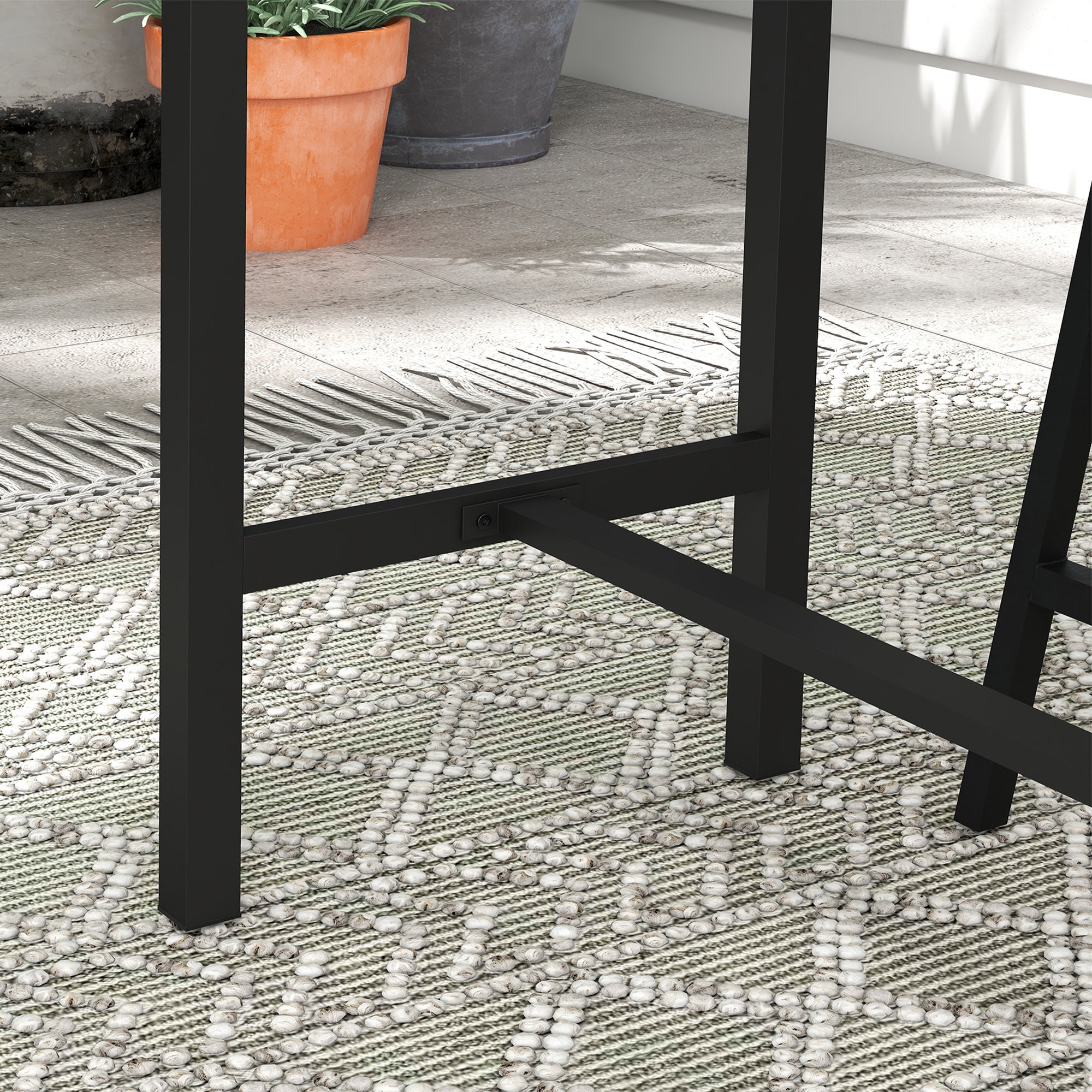 Outsunny 47" Outdoor Bar Table, Bar Height Patio Table with Built-In Bottle Opener and Steel Frame, Garden Table with Plastic Board with Wood Grain Effect, Light Brown