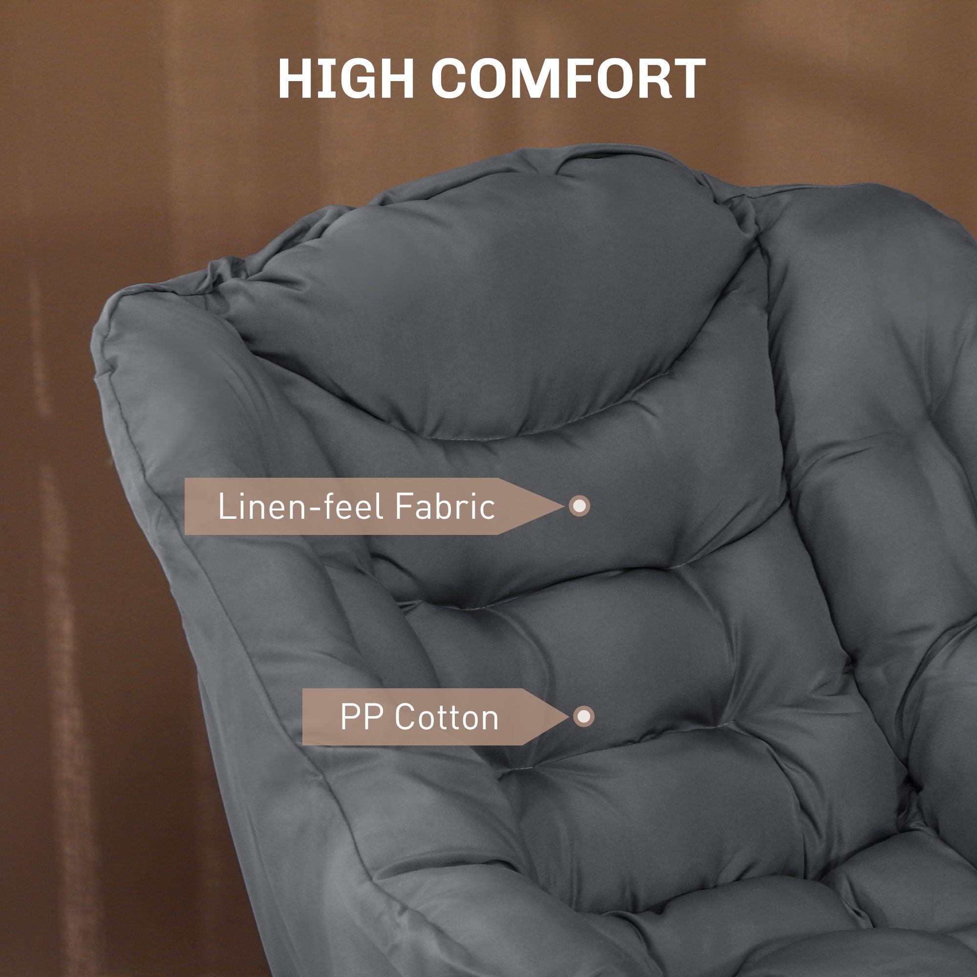 HOMCOM Modern Accent Chair, Linen Fabric Armchair with Side Pockets and Solid Steel Legs, Comfy Reading Chair for Living Room, Bedroom, Grey