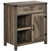 HOMCOM Sideboard Buffet Cabinet, Farmhouse Kitchen Storage Cabinet with Rustic Barn Door and Drawer, Dark Oak