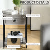 HOMCOM Bedside Table, Industrial Nightstand with Drawer and Storage Shelf, Accent End Table for Bedroom, Grey