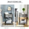HOMCOM Bedside Table, Industrial Nightstand with Drawer and Storage Shelf, Accent End Table for Bedroom, Grey