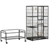 PawHut 71" Bird Cage, 3 Tier Large Parrot Cage with Wheels, Perches, Ramp, Storage Shelf, Toys for Canaries, Finches, Cockatiels, Parakeets, Black