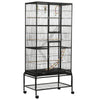 PawHut 71" Bird Cage, 3 Tier Large Parrot Cage with Wheels, Perches, Ramp, Storage Shelf, Toys for Canaries, Finches, Cockatiels, Parakeets, Black