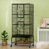 PawHut 71" Bird Cage, 3 Tier Large Parrot Cage with Wheels, Perches, Ramp, Storage Shelf, Toys for Canaries, Finches, Cockatiels, Parakeets, Black