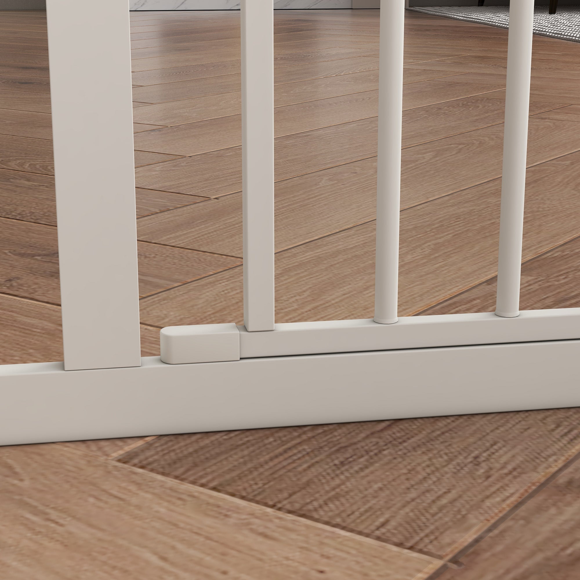 PawHut Dog Gate Stair Gate Pressure Fit Pets Barrier Auto Close for Doorway Hallway, 74-100cm Wide Adjustable, White