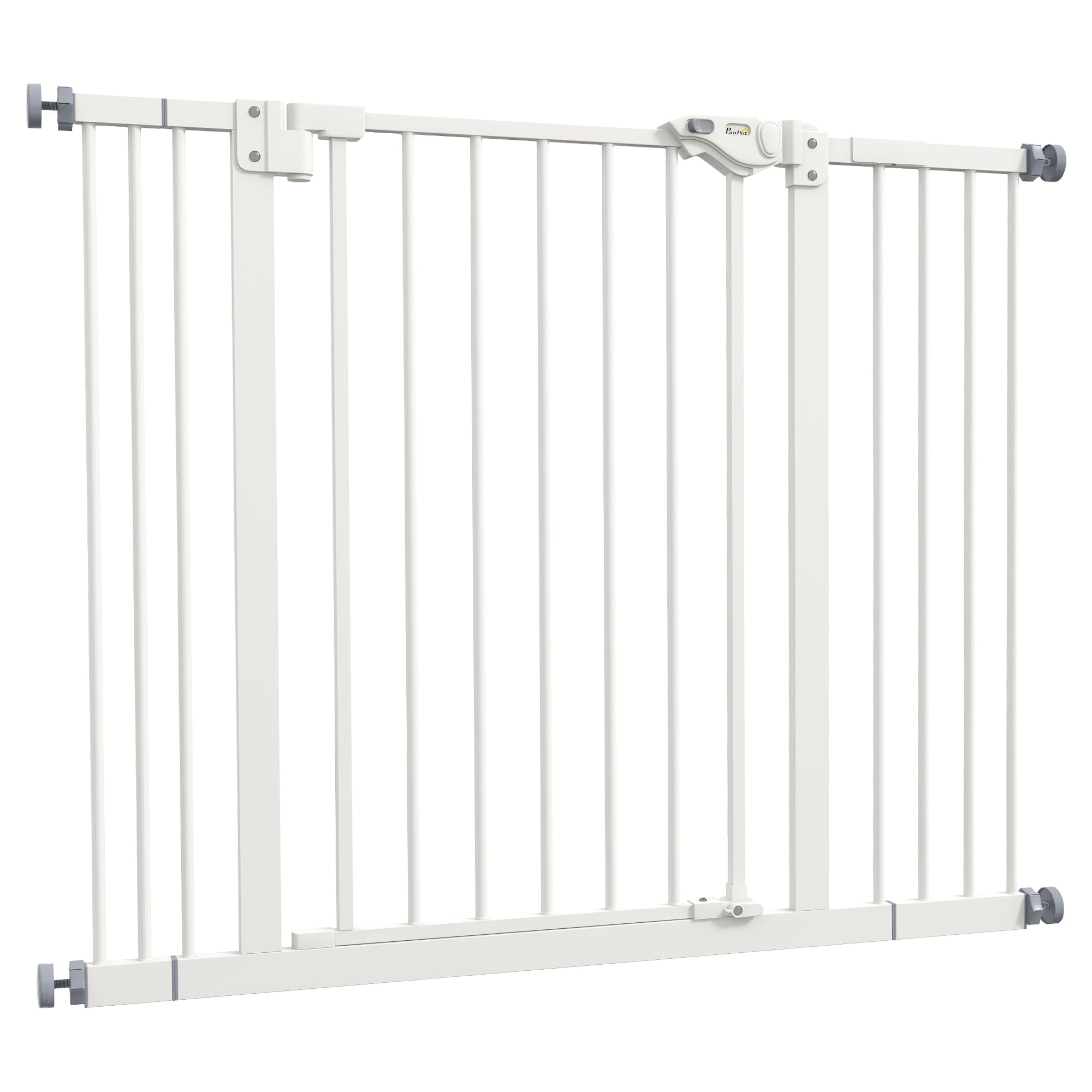 PawHut Dog Gate Stair Gate Pressure Fit Pets Barrier Auto Close for Doorway Hallway, 74-100cm Wide Adjustable, White