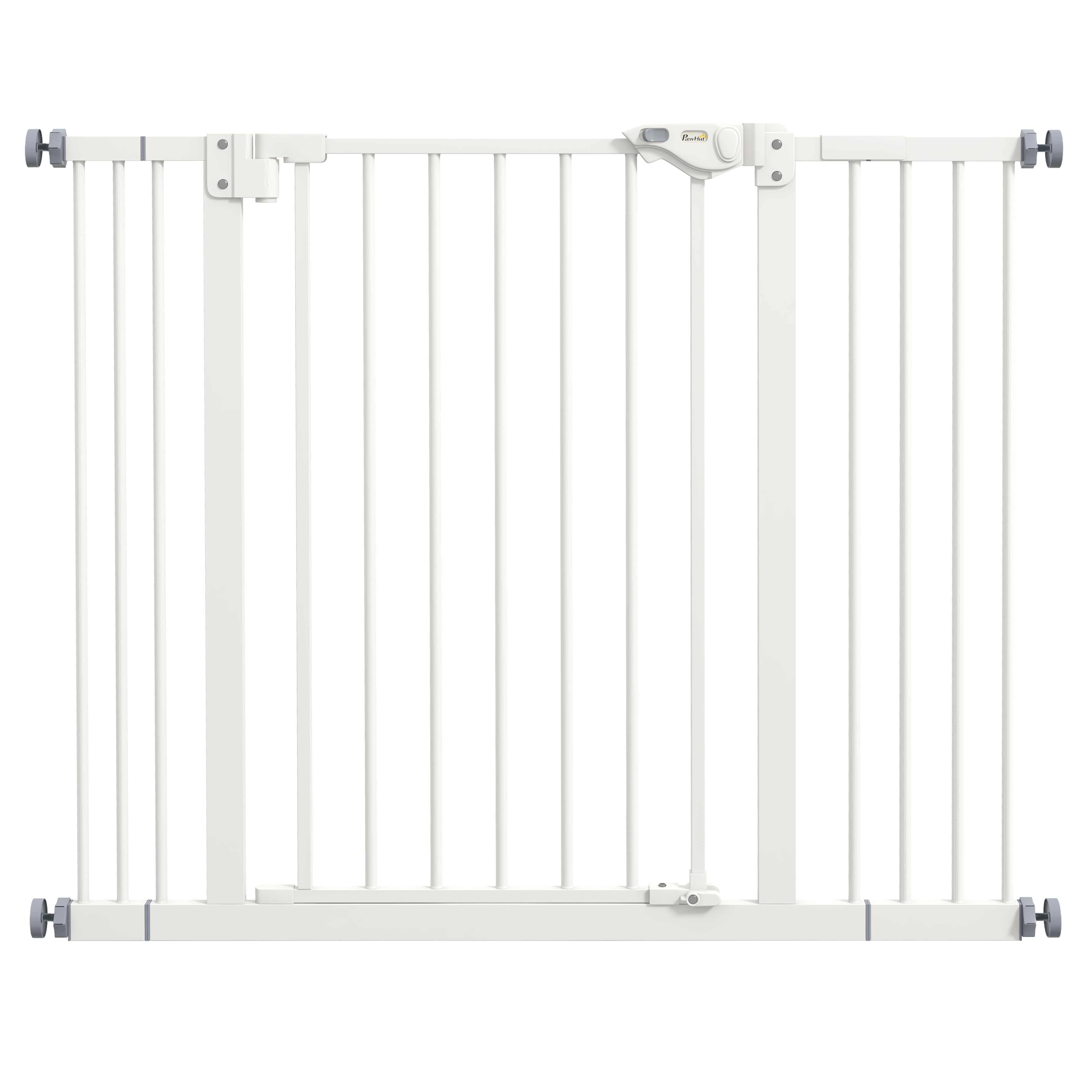 PawHut Dog Gate Stair Gate Pressure Fit Pets Barrier Auto Close for Doorway Hallway, 74-100cm Wide Adjustable, White