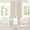 HOMCOM Dining Table Set for 4, 5-Piece Rectangular Glass Kitchen Table and Chairs with Metal Frame and Faux Leather Upholstery for Dining Room, Living Room, White
