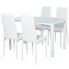 HOMCOM Dining Table Set for 4, 5-Piece Rectangular Glass Kitchen Table and Chairs with Metal Frame and Faux Leather Upholstery for Dining Room, Living Room, White