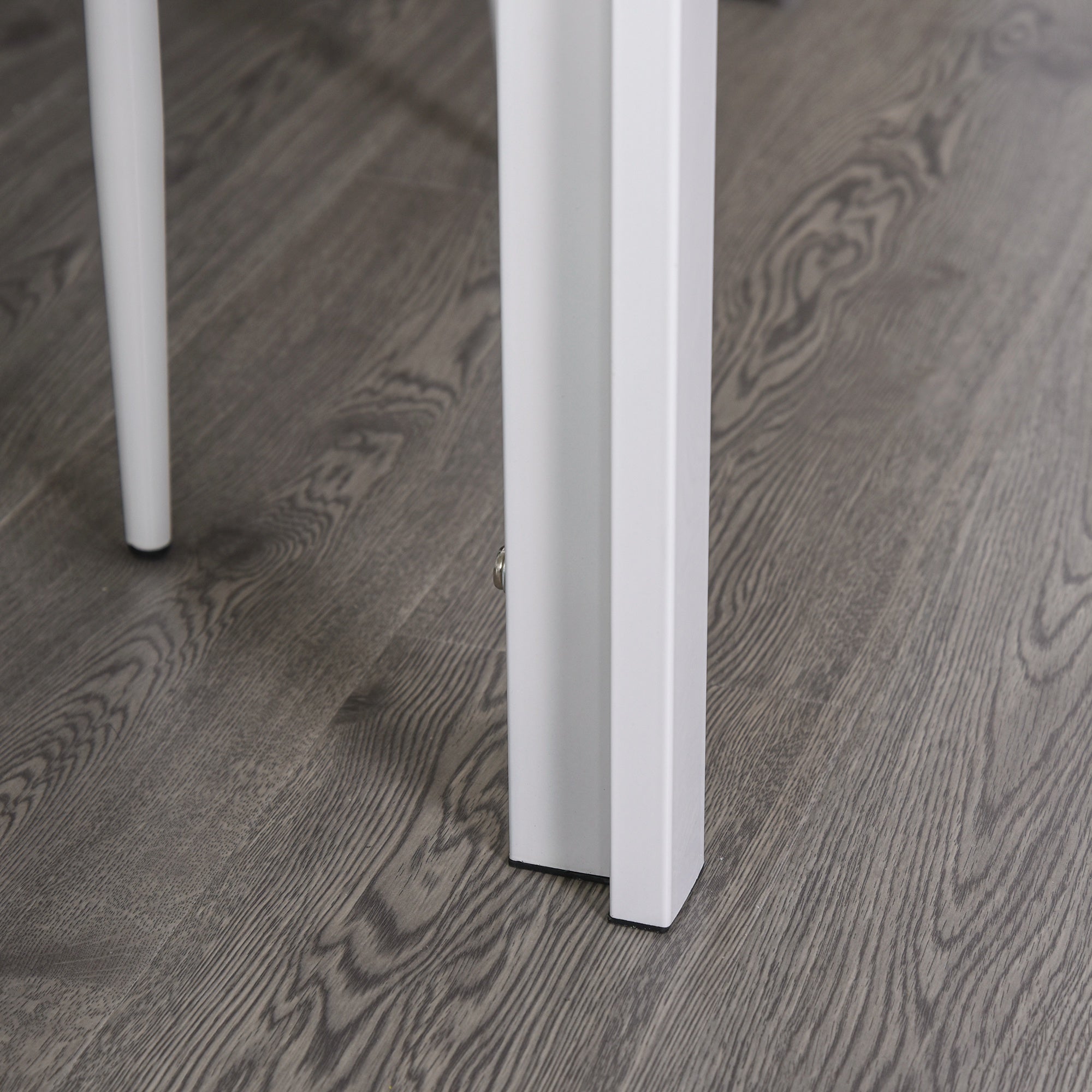 HOMCOM Dining Table Set for 4, 5-Piece Rectangular Glass Kitchen Table and Chairs with Metal Frame and Faux Leather Upholstery for Dining Room, Living Room, White