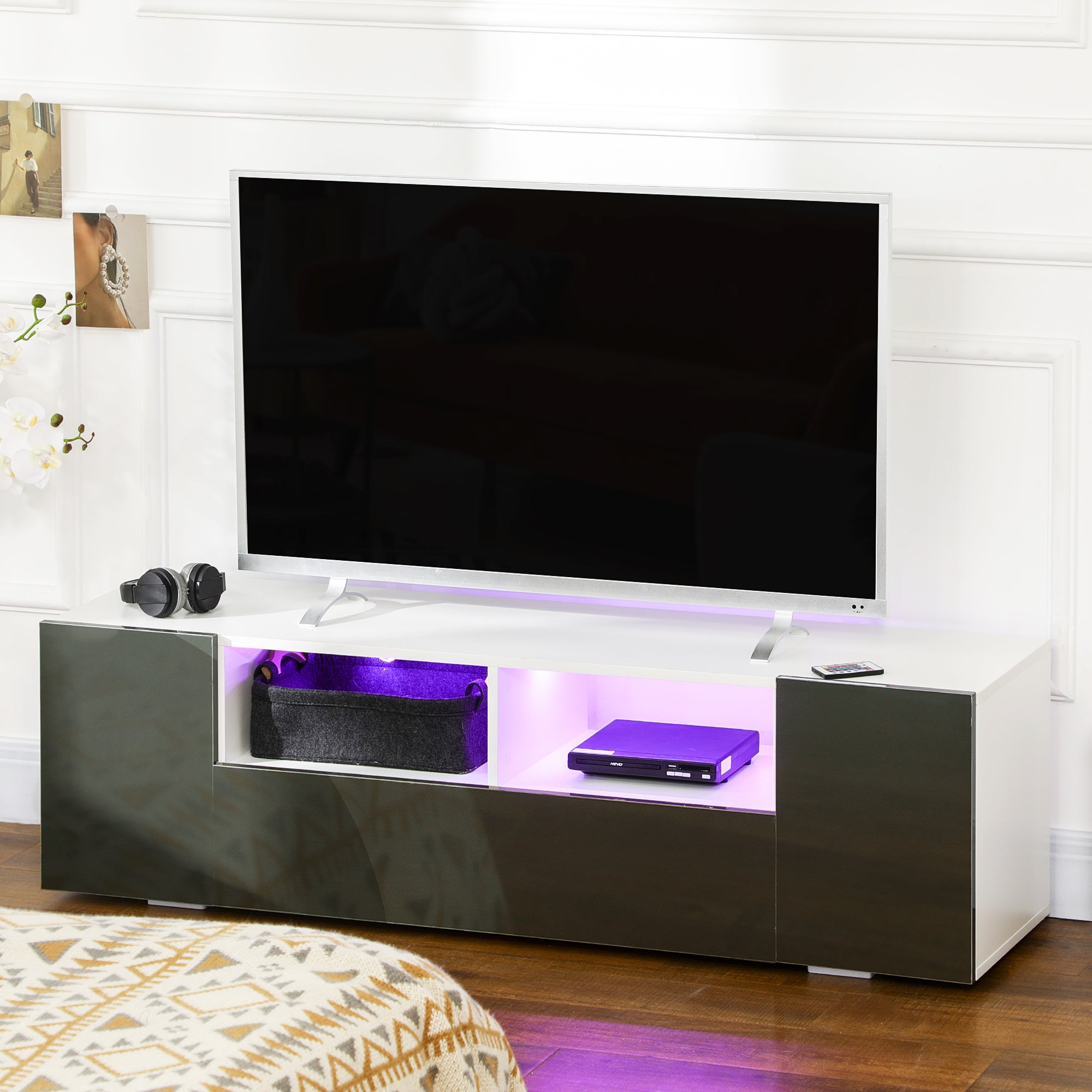 HOMCOM High Gloss TV Cabinet Stand for TVs up to 60
