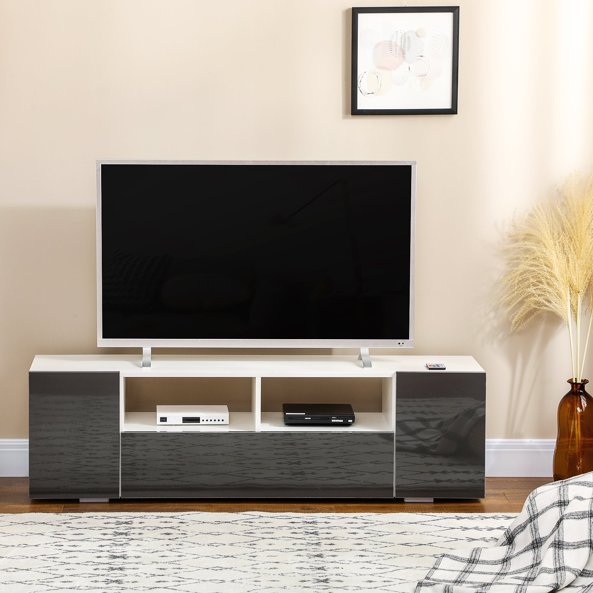 HOMCOM High Gloss TV Cabinet Stand for TVs up to 60