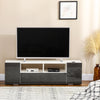 HOMCOM High Gloss TV Cabinet Stand for TVs up to 60" with LED Lights, Entertainment Center with Storage Shelves and Cupboards, Grey