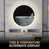 HOMCOM 24" Round LED Bathroom Mirror with Frontlit and Backlit 3 Colour and Dimmable Vanity Mirror Wall Mounted Makeup Mirror with Anti-Fog Touch Button Time and Temp Display Gold
