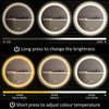 HOMCOM 24" Round LED Bathroom Mirror with Frontlit and Backlit 3 Colour and Dimmable Vanity Mirror Wall Mounted Makeup Mirror with Anti-Fog Touch Button Time and Temp Display Gold