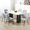 HOMCOM Dining Chairs Set of 6, Modern Kitchen Chairs with Velvet-touch Upholstery, Curved Back and Wood-grain Steel Legs, Accent Chairs for Living Room, Bedroom, Grey