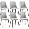 HOMCOM Dining Chairs Set of 6, Modern Kitchen Chairs with Velvet-touch Upholstery, Curved Back and Wood-grain Steel Legs, Accent Chairs for Living Room, Bedroom, Grey