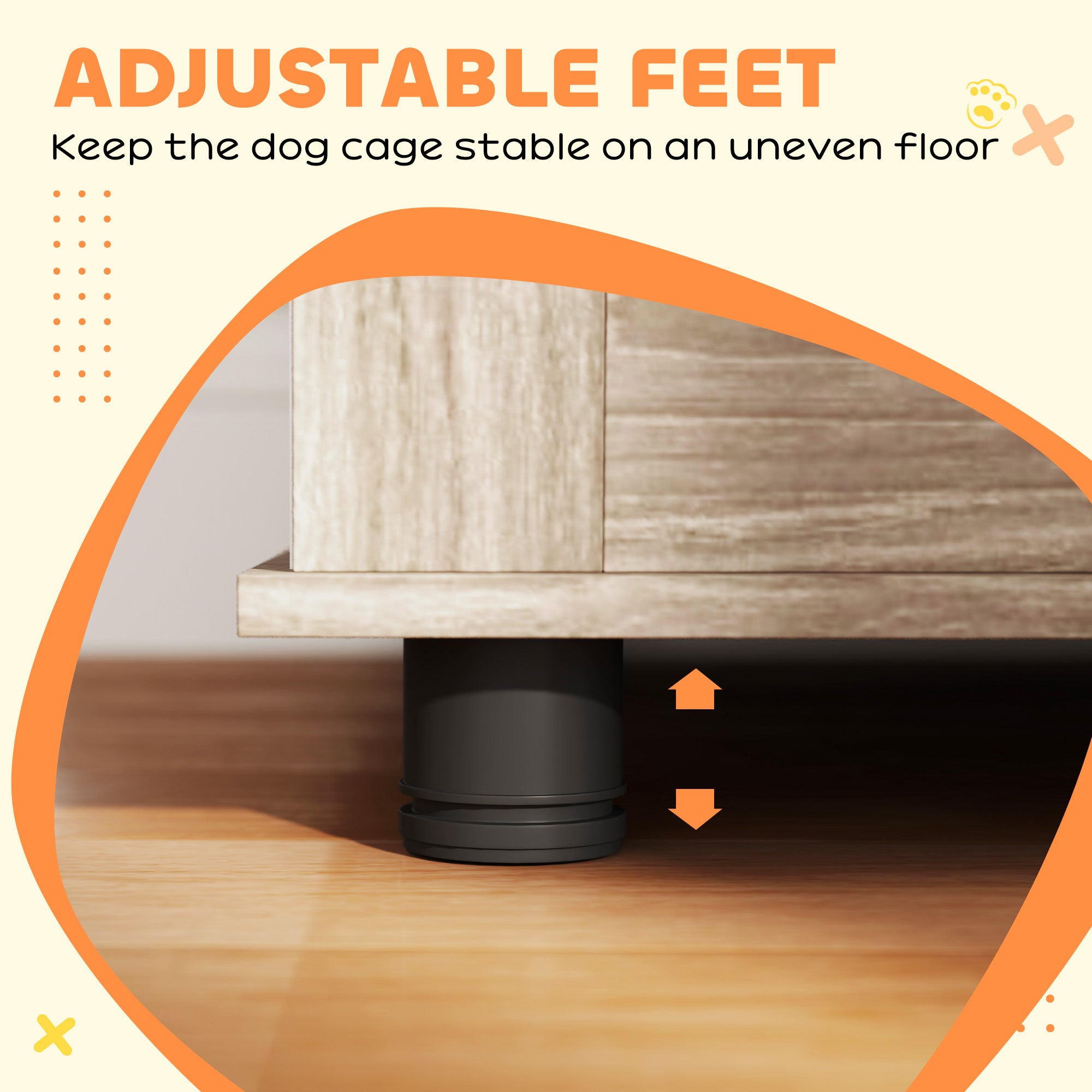 PawHut Dog Crate Furniture, 39" Dog Kennel Side Table with 2 Doors, Adjustable Non-slip Foot Mats, Decorative Pet Cage for Large Dogs, Walnut Brown