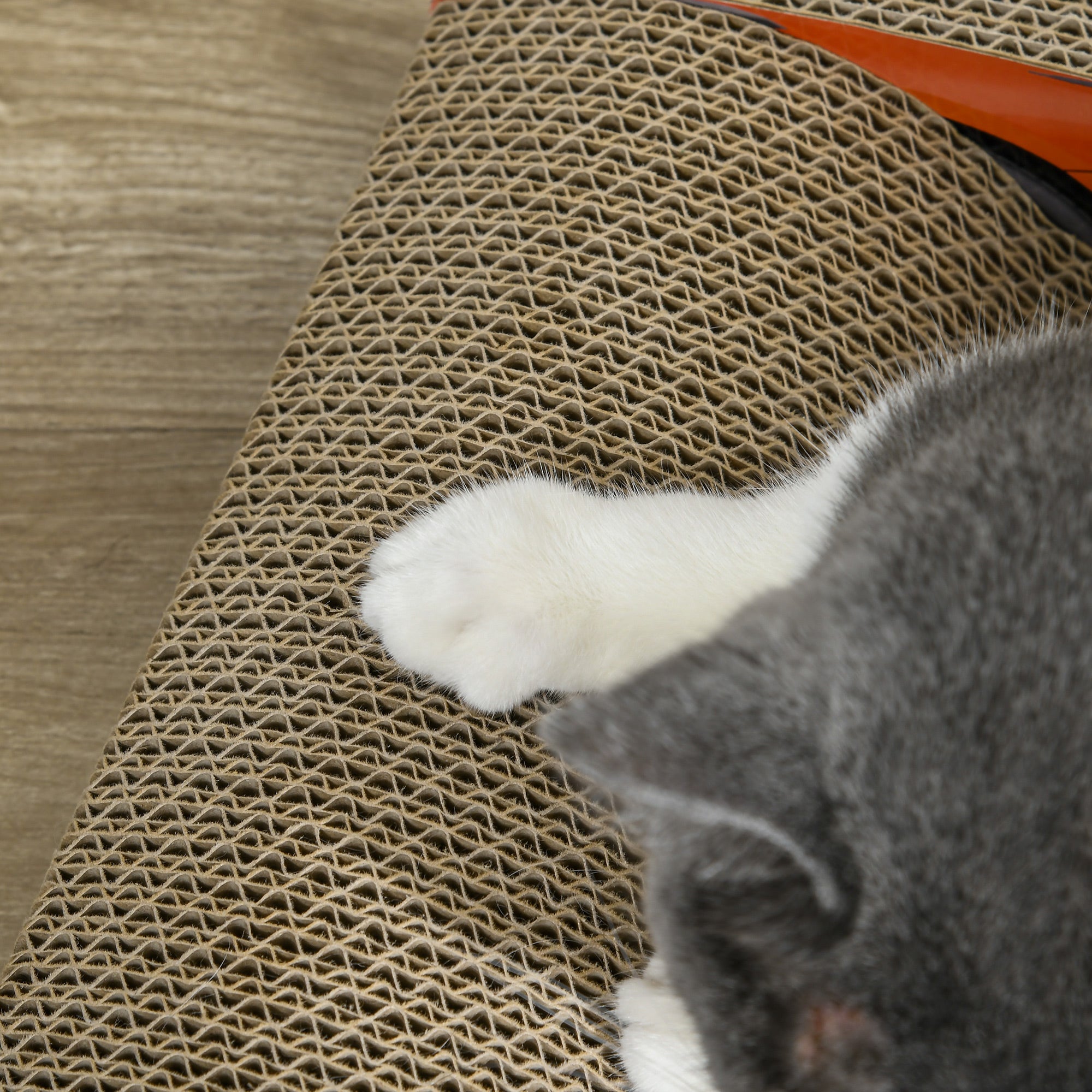 PawHut Cat Scratching Board, 2 in 1 Cat Scratcher Cardboard, Car-shaped Cat Scratch with Catnip, for Indoor Use, 50 x 30 x 12.5cm, Red