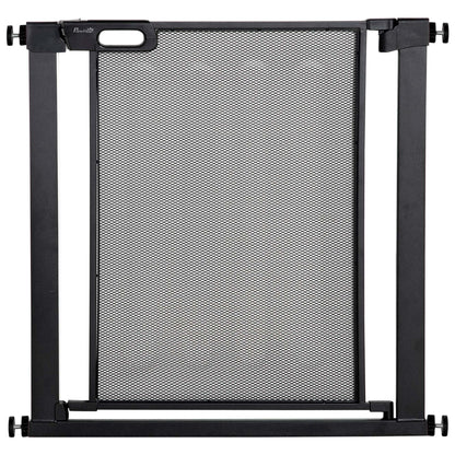 PawHut Pressure Fit Safety Gate for Doorways and Staircases, Dog Gate w/ Auto Closing Door, Pet Barrier for Hallways w/ Double Locking, Openings 75-82 cm - Black