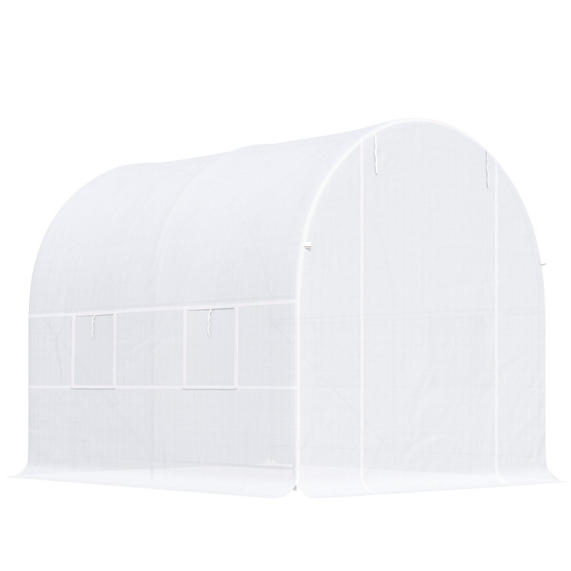 Outsunny 8 x 6.6 x 6.6ft Walk-in Tunnel Greenhouse Portable Garden Plant Growing Warm House with Door and Ventilation Window White
