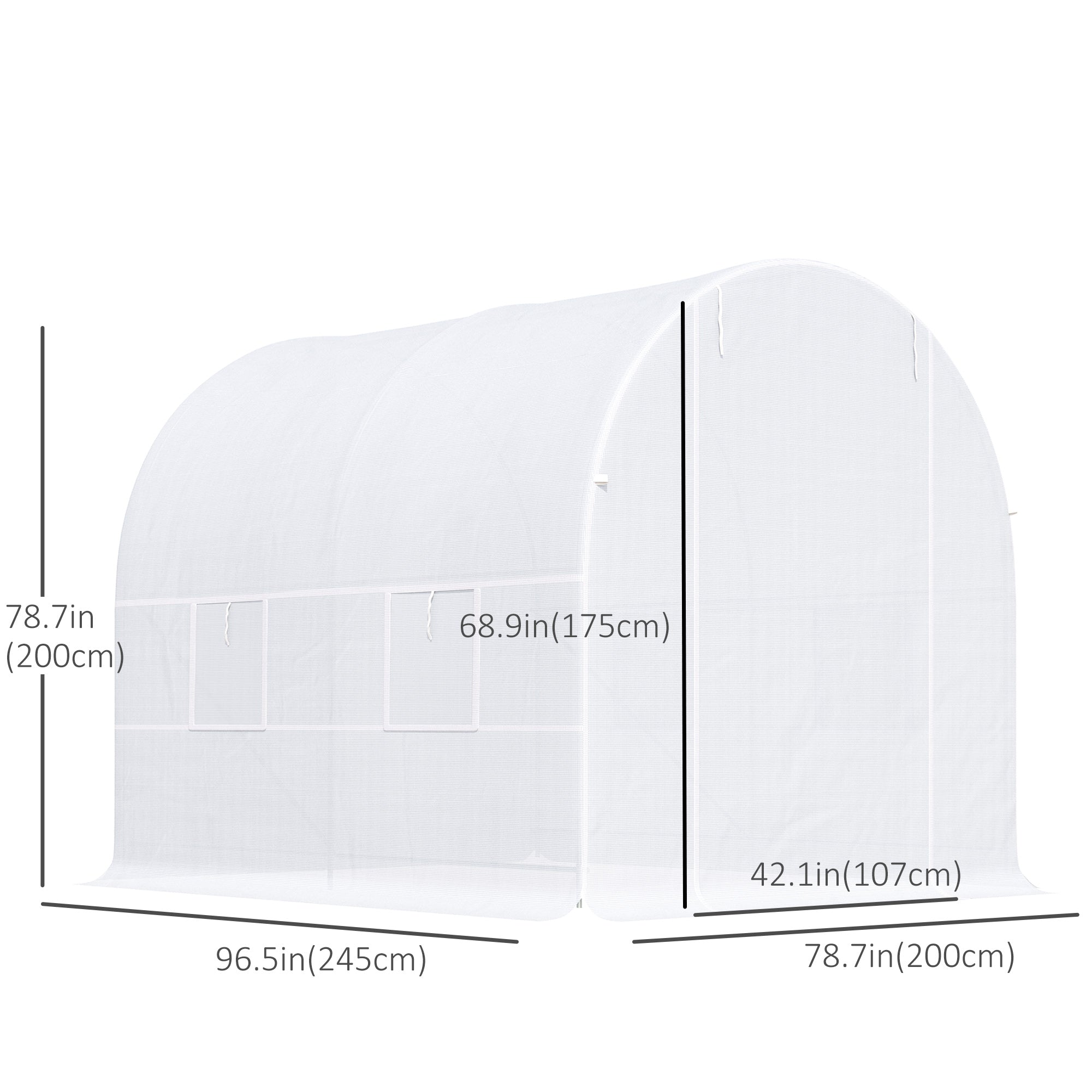 Outsunny 8 x 6.6 x 6.6ft Walk-in Tunnel Greenhouse Portable Garden Plant Growing Warm House with Door and Ventilation Window White