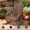 Outsunny Patio Wooden Adirondack Rocking Chair, Wagon Outdoor Rocker Chair with Slatted Design and Wheel Armrests for Porch, Poolside, or Garden Lounging, Carbonized Wood Colour