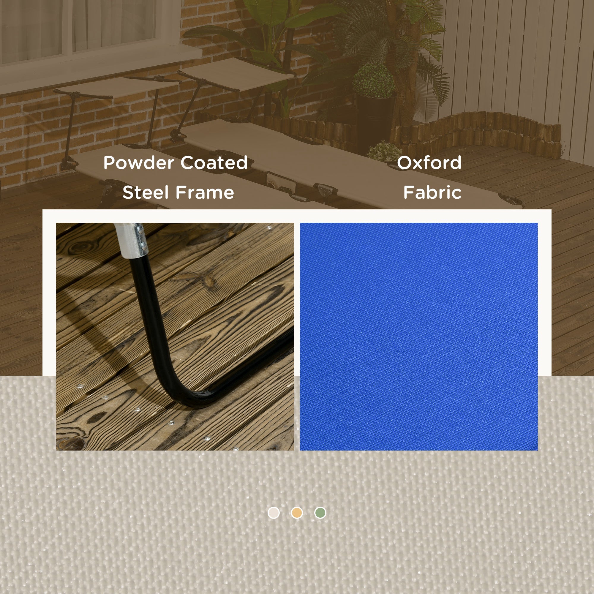 Outsunny Set of 2 Folding Outdoor Chaise Lounge Chairs, Pool, Sun, Tanning Chairs with 5-Level Reclining Backrest, Sunshade, Steel Frame for Beach, Yard, Patio, Blue