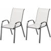Outsunny Outdoor Dining Chairs Set of 2, Stackable Patio Dining Chairs, High Back Lawn Chairs with Breathable Mesh Seat, Metal Frame for Garden Backyard Porch, Light Grey