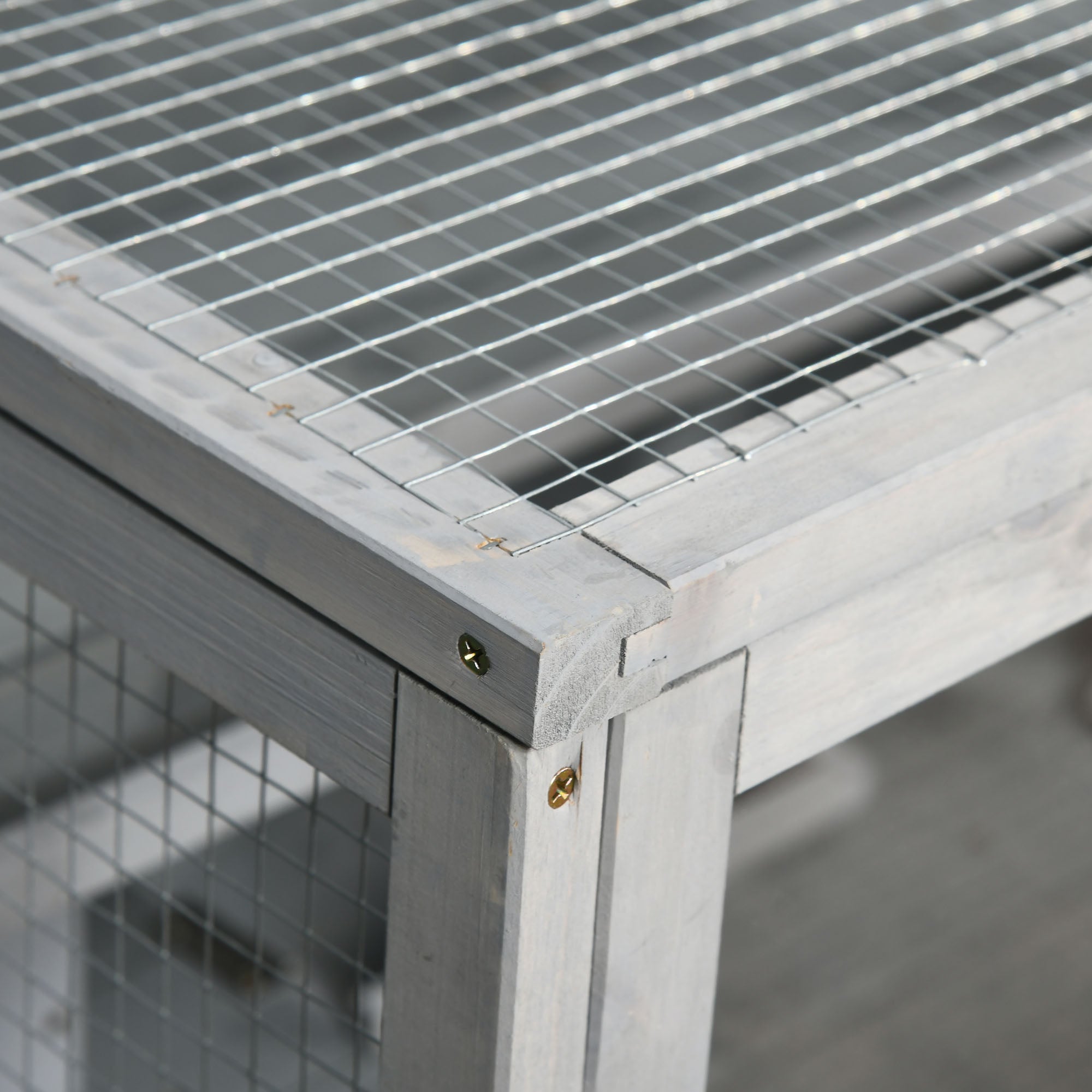 PawHut 3 Tier Hamster Cage, Wooden Rat Cage Small Animal Habitat with Ladders, Huts, Wheels, Pull-out Tray, for Syrian, Dwarf Hamster, Light Grey