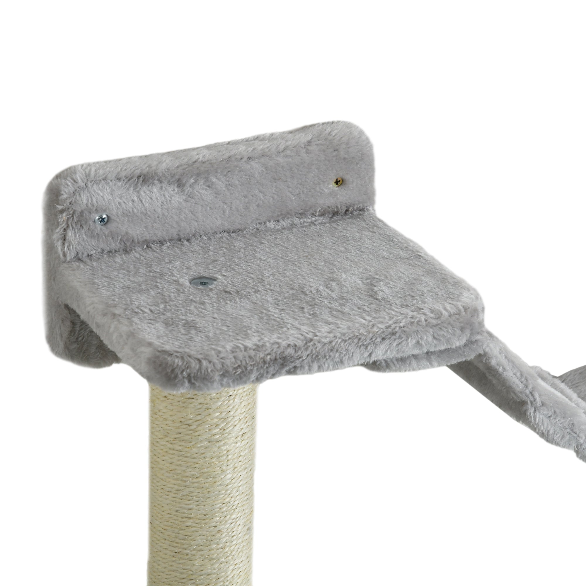 PawHut Cat Wall Shelves, 4PCs Cat Shelves with Hammock, Scratching Post, Ladder, Steps, Platforms, Toy Balls, for Indoor Use, Grey