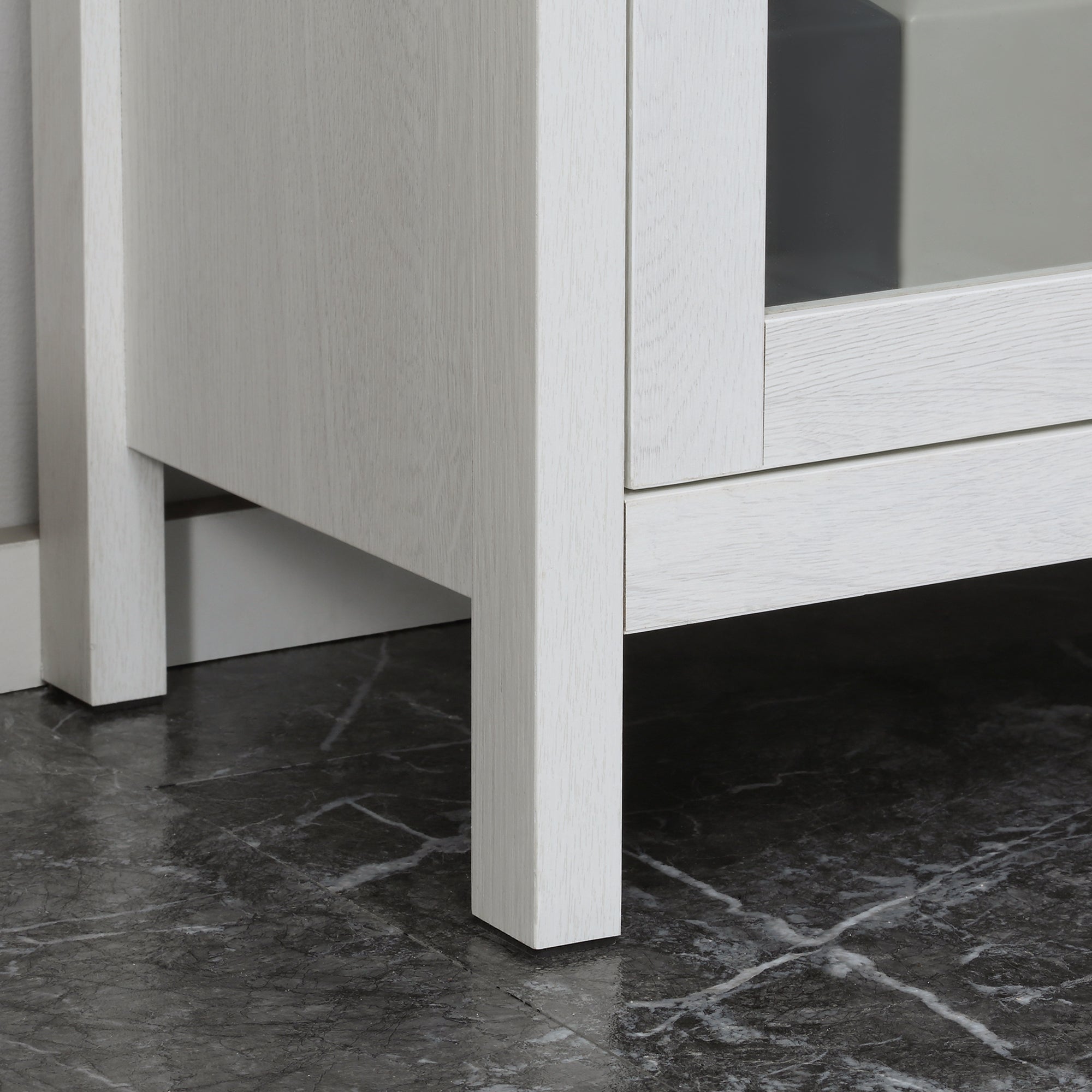 kleankin Modern Bathroom Storage Cabinet, Free Standing Bathroom Cabinet with Double Glass Doors and Adjustable Shelf, White