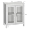 kleankin Modern Bathroom Storage Cabinet, Free Standing Bathroom Cabinet with Double Glass Doors and Adjustable Shelf, White