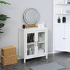 kleankin Modern Bathroom Storage Cabinet, Free Standing Bathroom Cabinet with Double Glass Doors and Adjustable Shelf, White