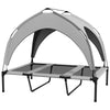 PawHut Elevated Dog Bed with Canopy, Cooling Dog Cot Bed for Camping, Portable Raised Pet Cot with Washable Breathable Mesh, for Indoor Outdoor, Large Dogs, 42" x 30" x 37", Grey