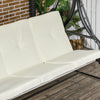 Outsunny 3 Seater Patio Swing Chair Convertible Cushioned Porch Swing Bed Outdoor Swing with Canopy Cream White
