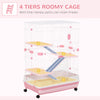 PawHut 45"H 4-Level Small Animal Cage Rabbit Hutch with Universal Lockable Wheels, Slide-Out Tray for Bunny, Chinchillas, Ferret, Pink