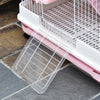 PawHut 45"H 4-Level Small Animal Cage Rabbit Hutch with Universal Lockable Wheels, Slide-Out Tray for Bunny, Chinchillas, Ferret, Pink