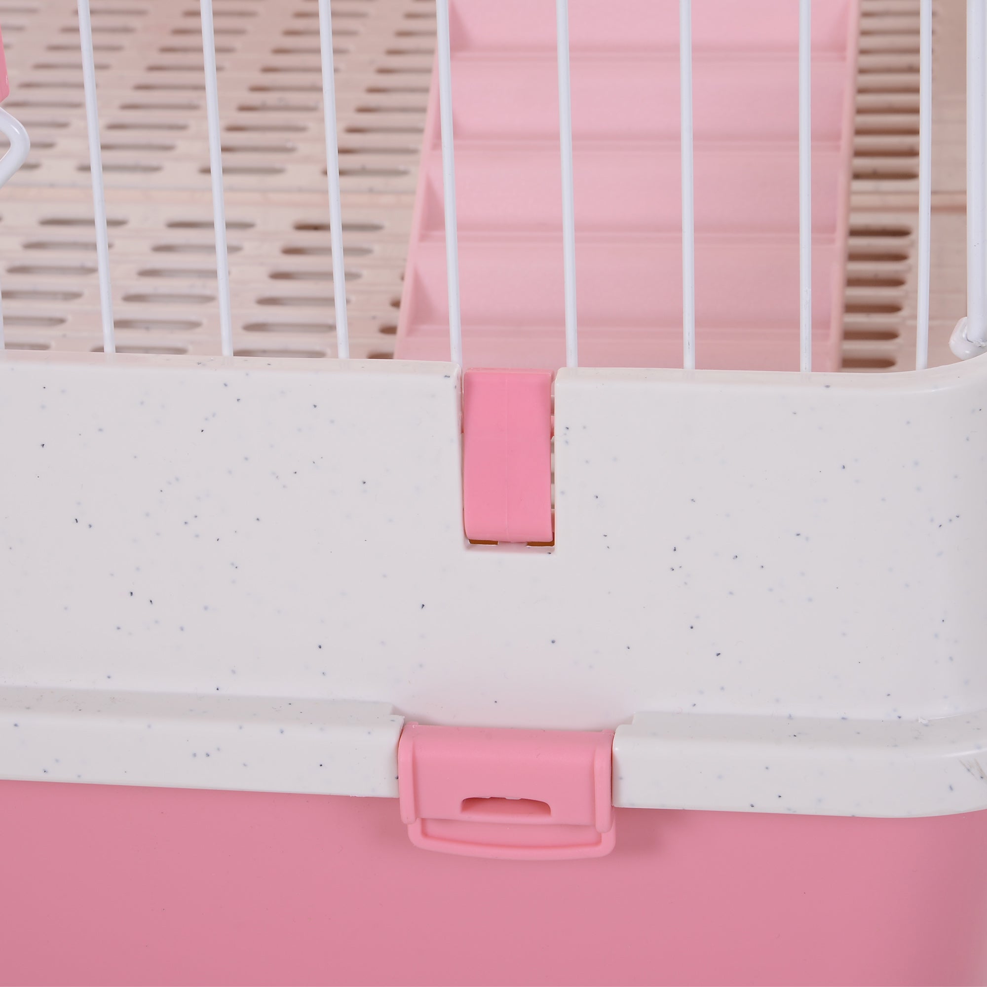 PawHut 4-Level Small Animal Cage, Indoor Bunny House, for Ferrets, Chinchillas w/ Wheels, Slide-Out Tray, Pink, 81 x 52.5 x 114 cm